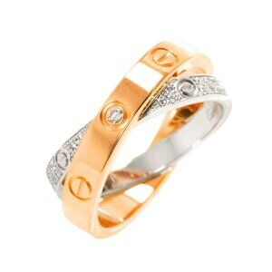 Cartier Be LOVE Pave Diamond Ring 18K WG PG 750 Size49 4.75-5(US)